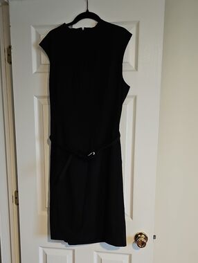 Ralph Lauren Black Cap-Sleeve Belted Midi Dress